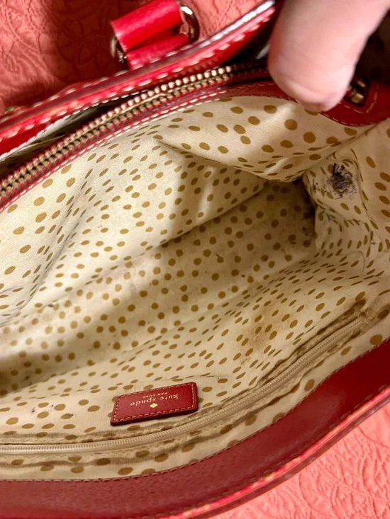 Kate Spade Red Leather Tote with matching wallet - Picture 3 of 8